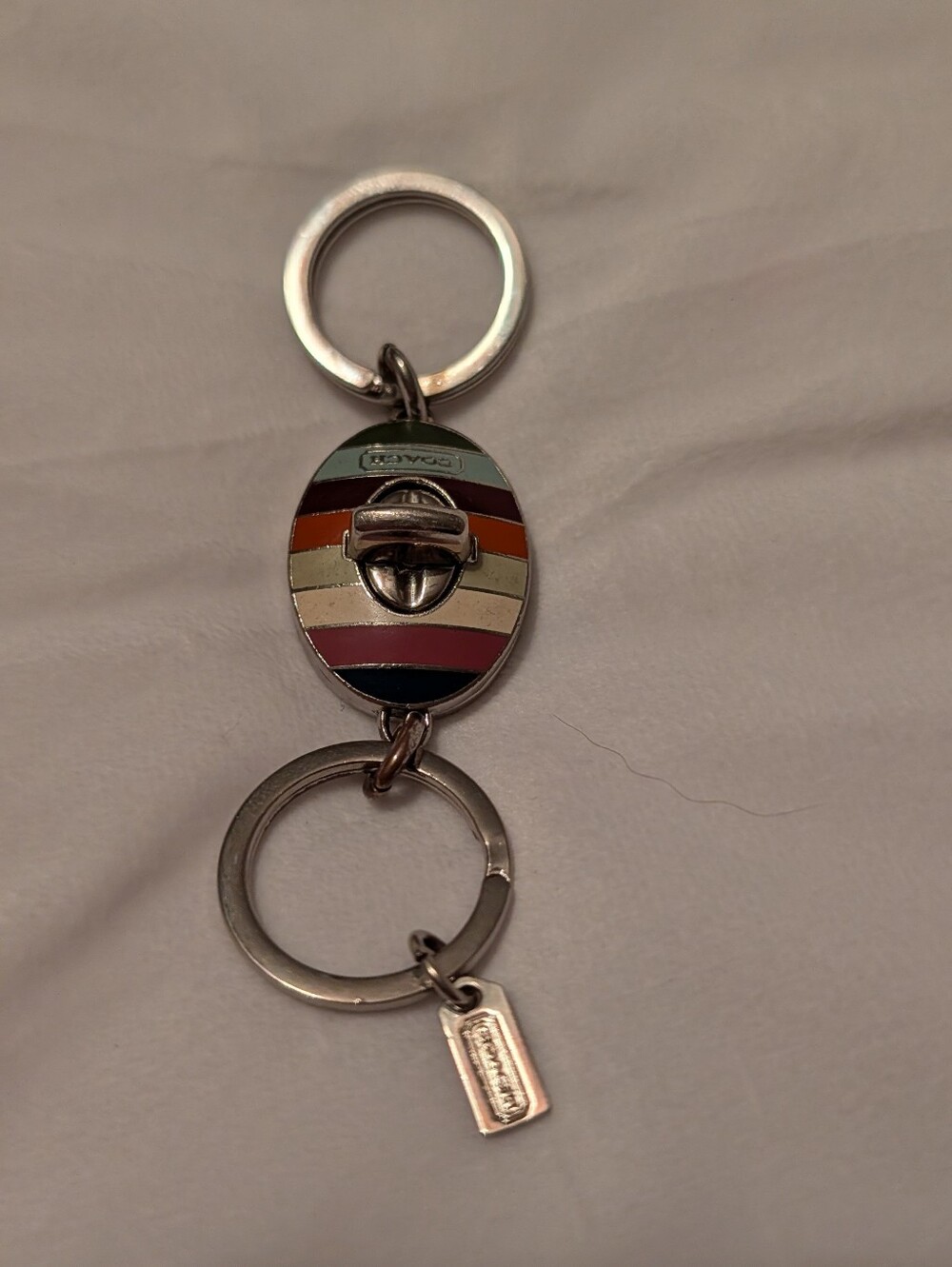 Coach Legacy Stripe Turnlock Valet Keychain GUC - Picture 2 of 4